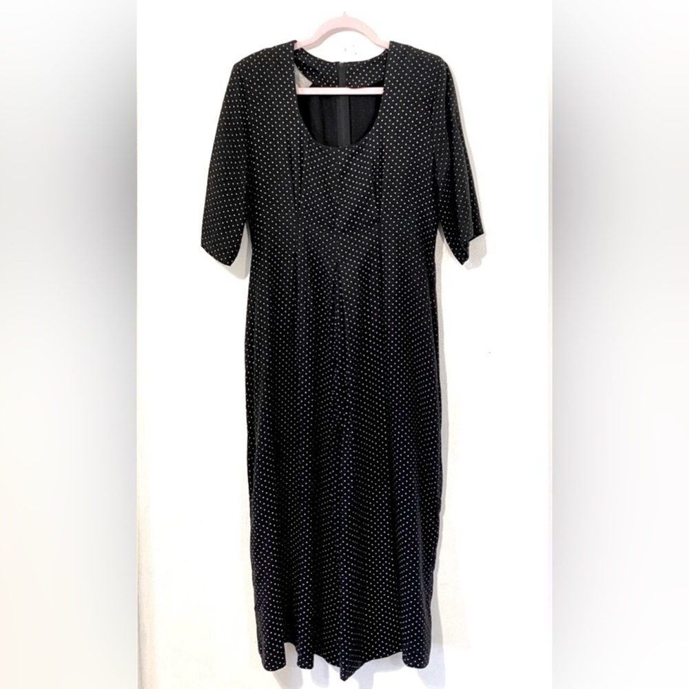Vintage Rabbit Designs Black white polka dot jumpsuit romper.Size 12